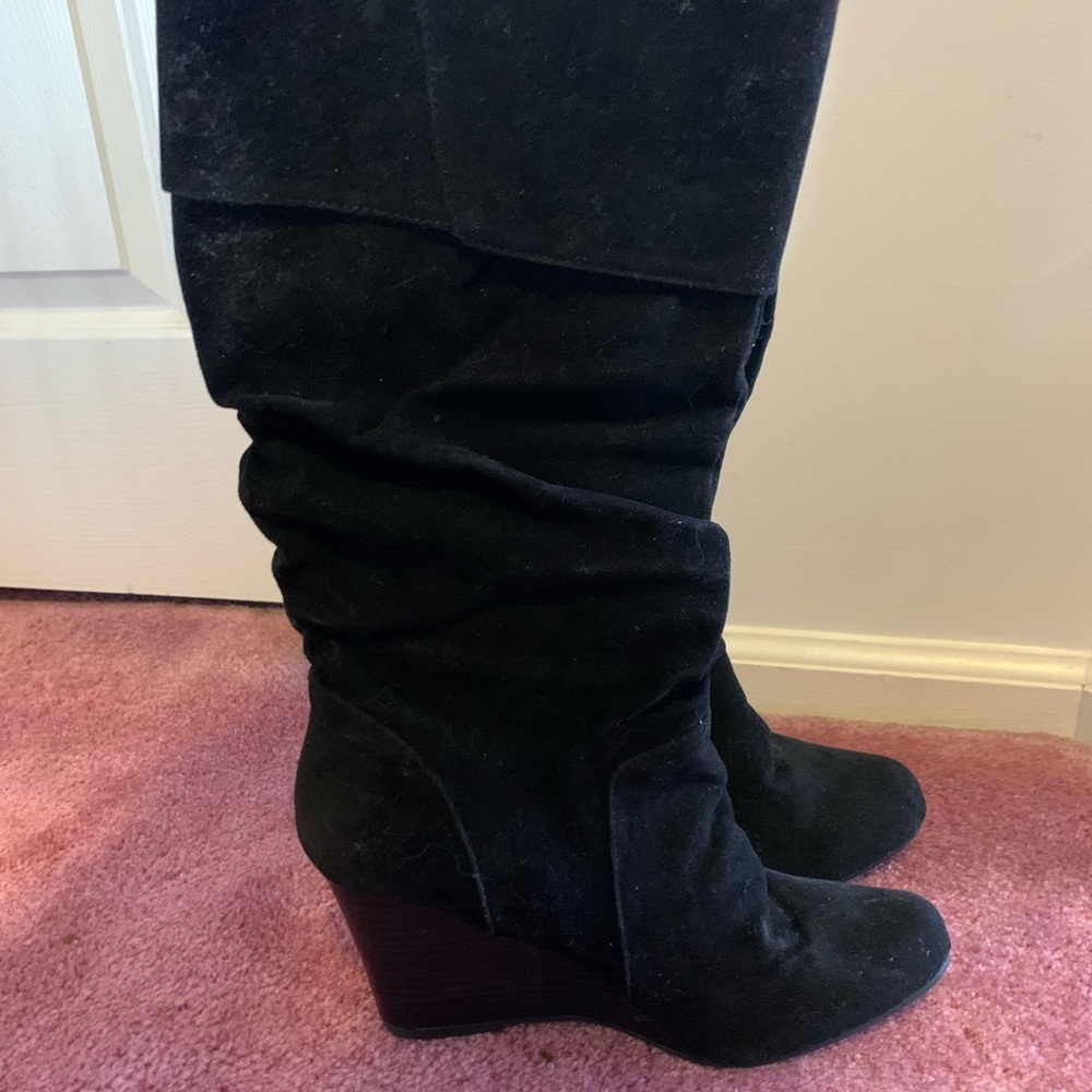 Black Suede Wedge Boots